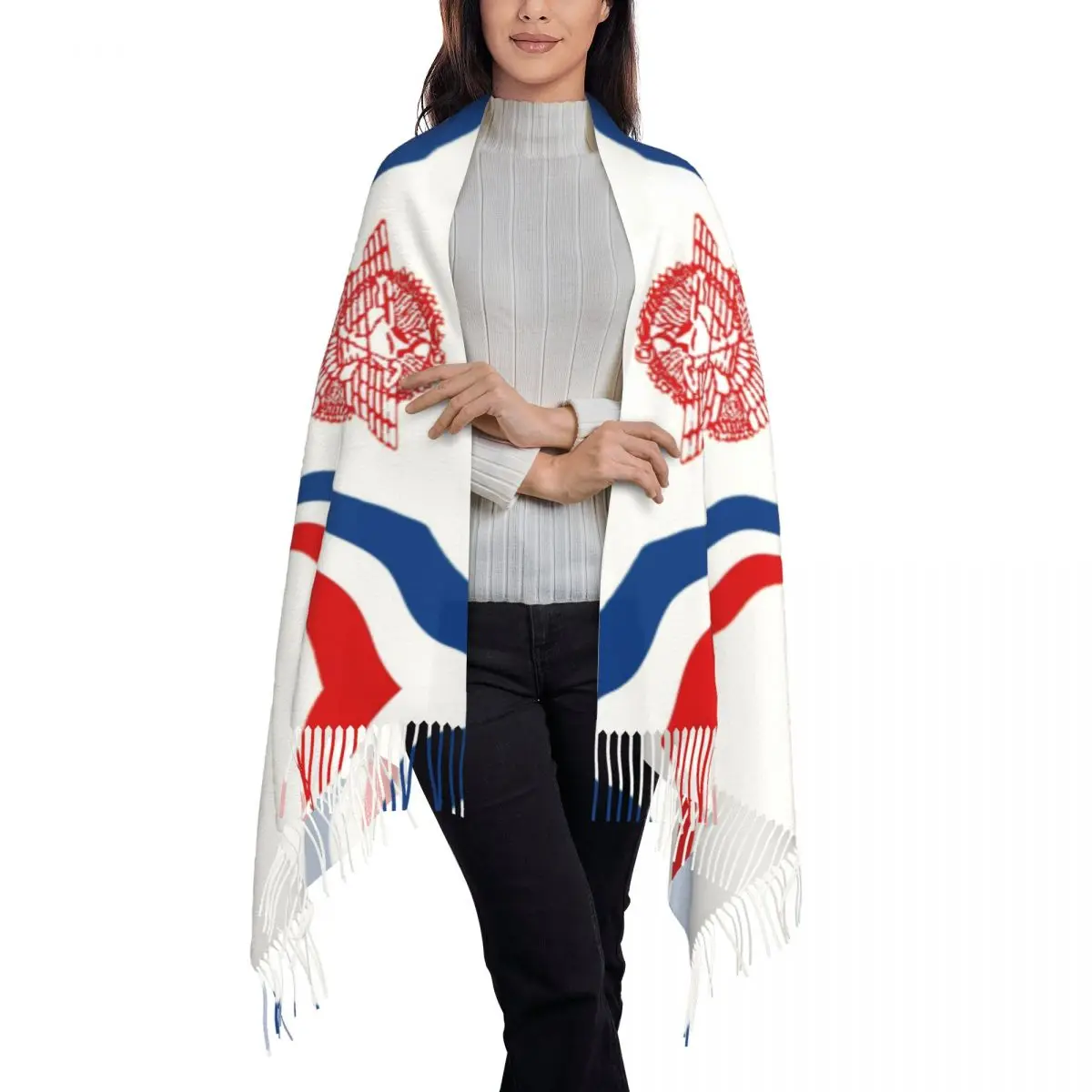 Personalized Printed Assyrian Suryoyo Flag Scarf Women Men Winter Fall Warm Scarves Syriac Aram Shawls Wraps