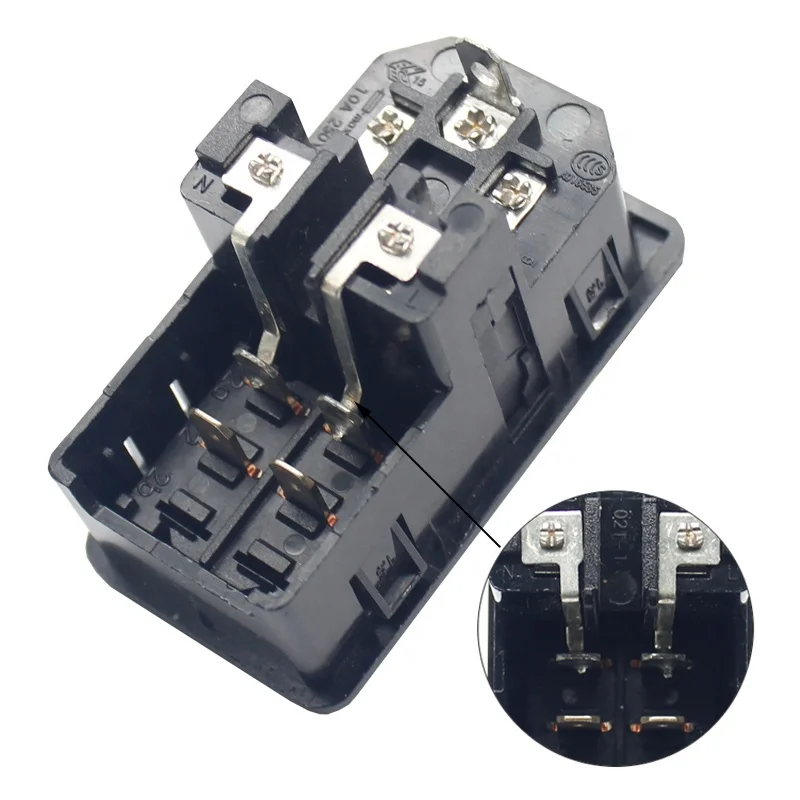 10A 250V AC power socket plug power socket with rocker switch and duafuse holder socket IEC 320 C14 inlet connector - view 3