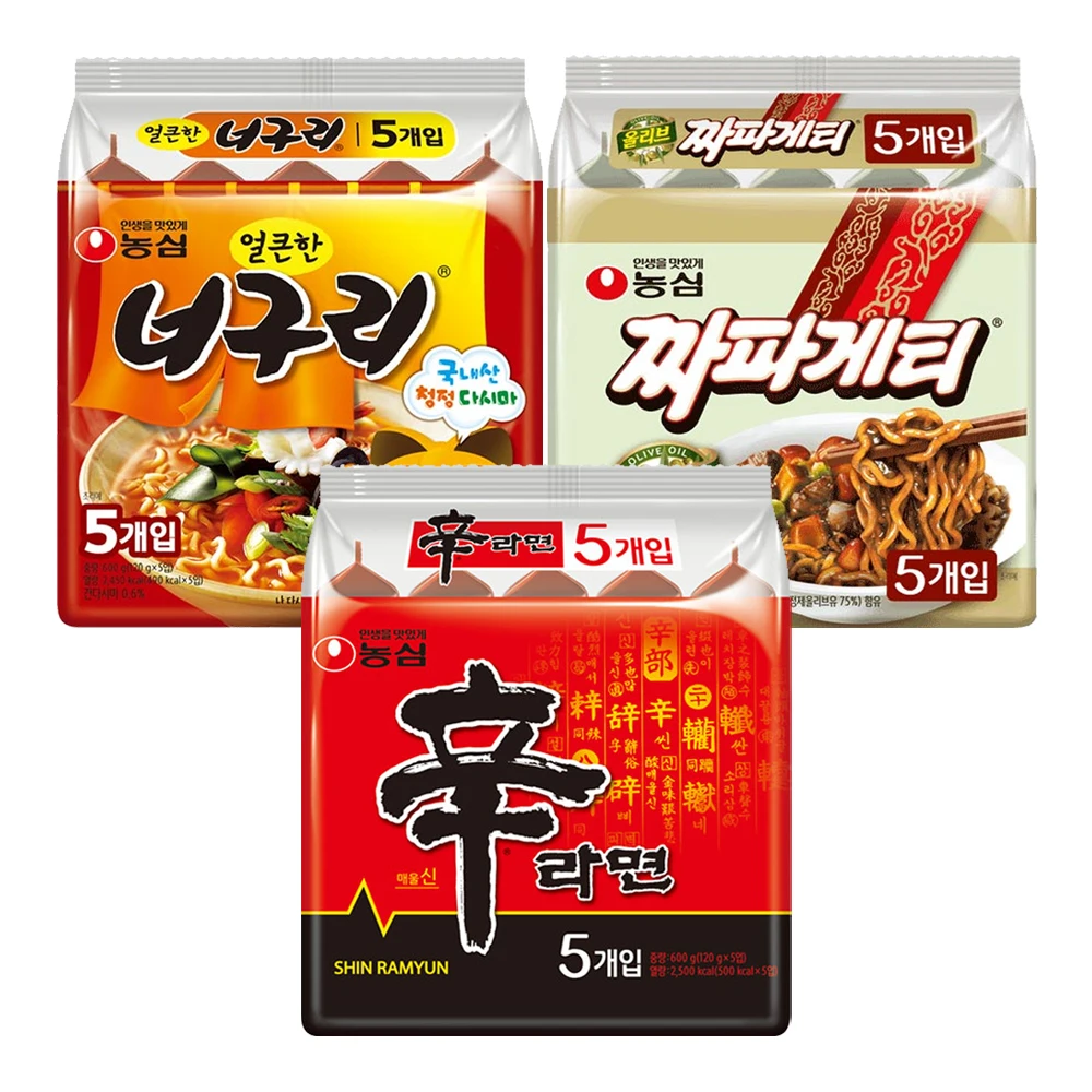 5 bolsas de Nongshim Shin ra-myeon
