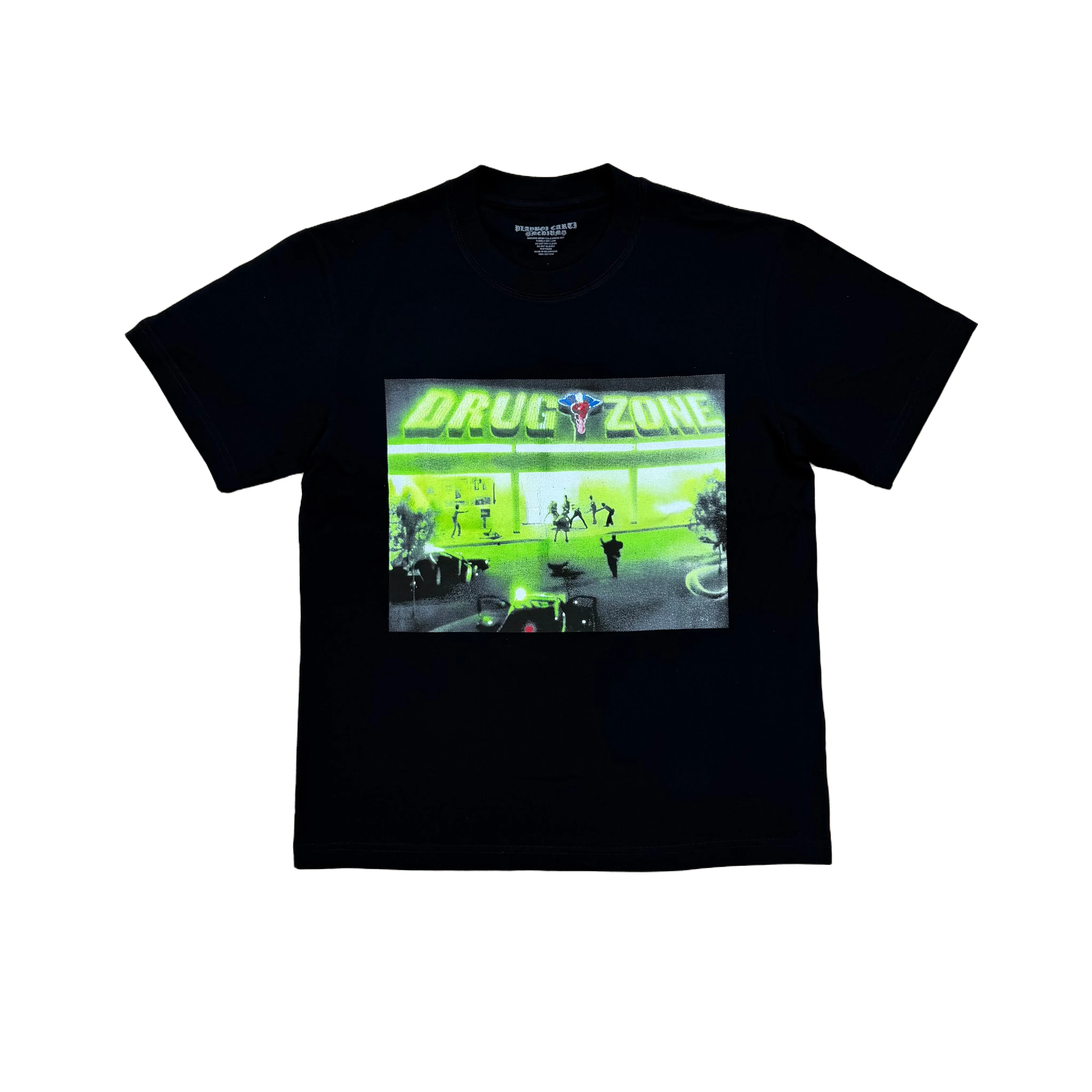 New  Men Playboi Carti Neon Drugstore  T Shirts T-Shirt Hip Hop Skateboard Street Cotton T-Shirts Tee Top US size #H8