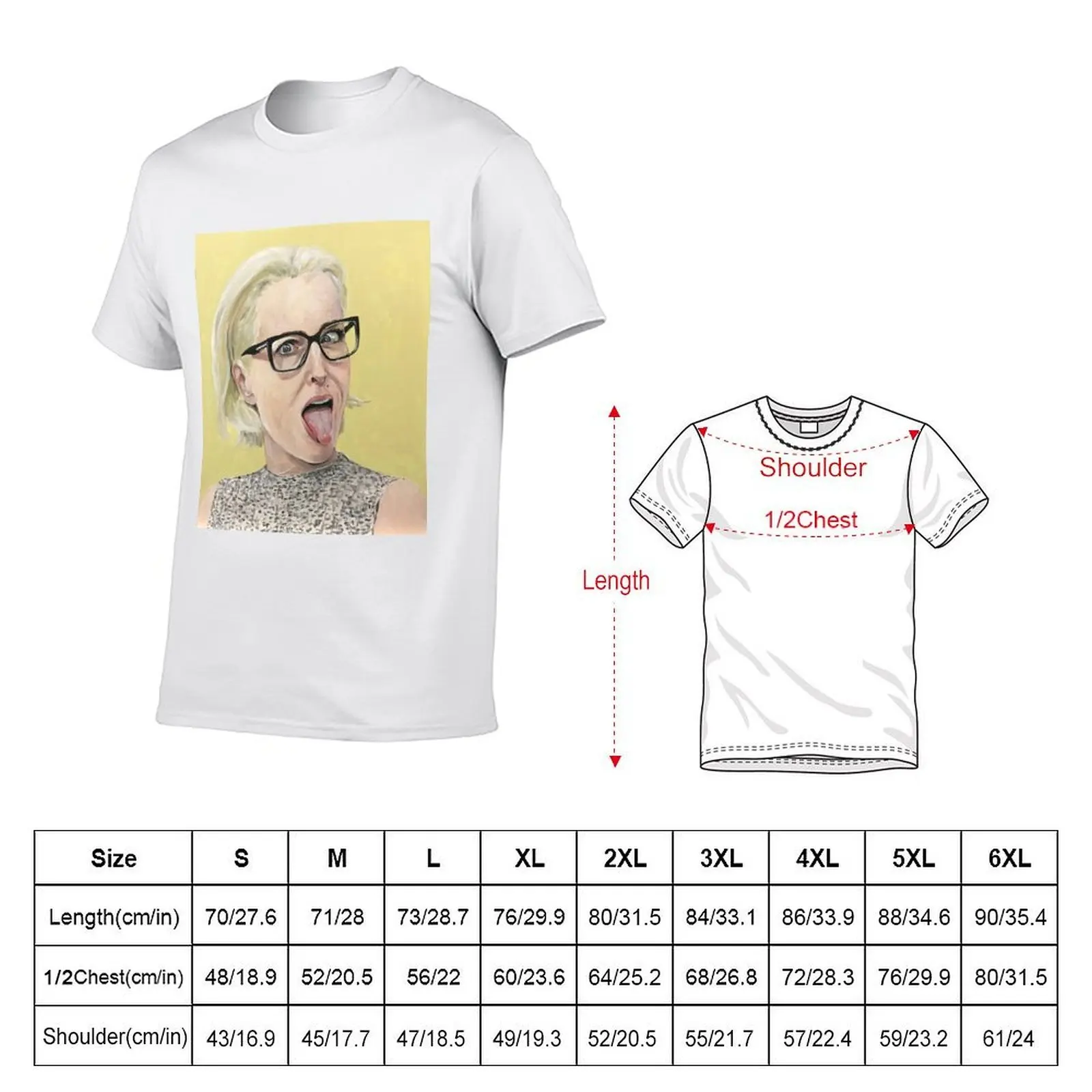 جيليان أندرسون اللسان خارج اللوحة الأصلية تي شيرت تي شيرت للرجل الجرافيك تيز تي شيرت للرجل القطن تي شيرت #2