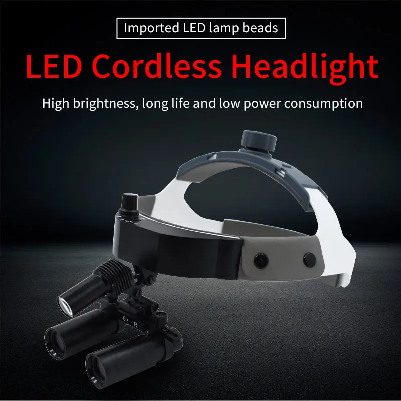 Medical Equipment 6x Binoculars Helmet Magnifier Rechargeable Battery Binocular Loupes & 3W LED light Dentisty Surgical