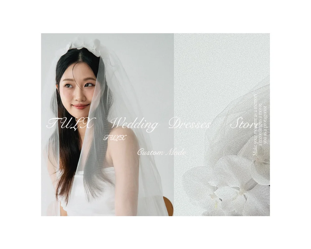 TULX princesse une ligne taffetas corée robe de séance Photo de mariage sans bretelles longues robes de mariée élégantes Corset nne privilège personnalisé