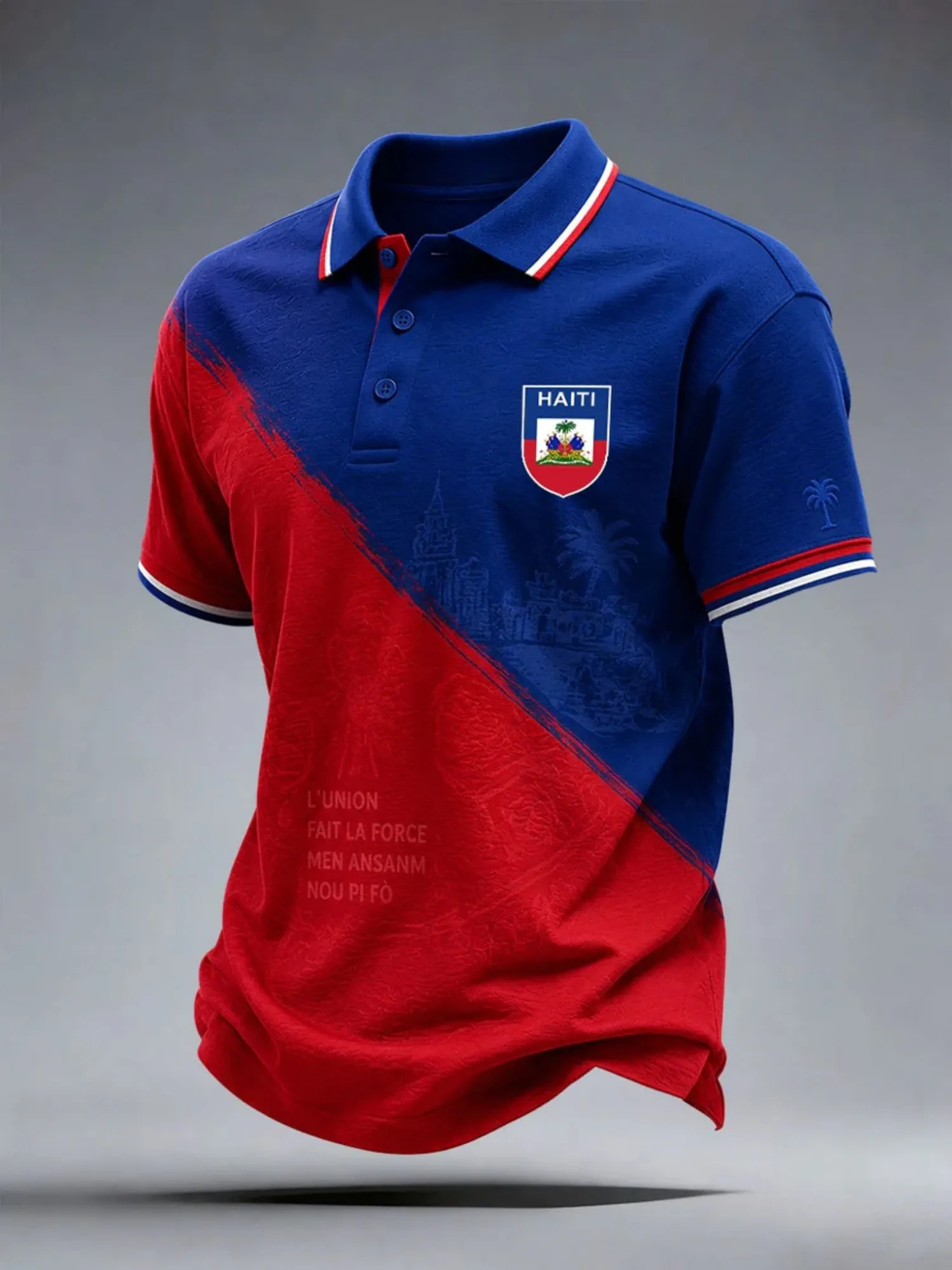 Haiti Womens Polo Shirt Short Sleeve Casual Top with Island Map Graphic Contrast Trim Summer Travel Streetwear Tee Travel Outfit