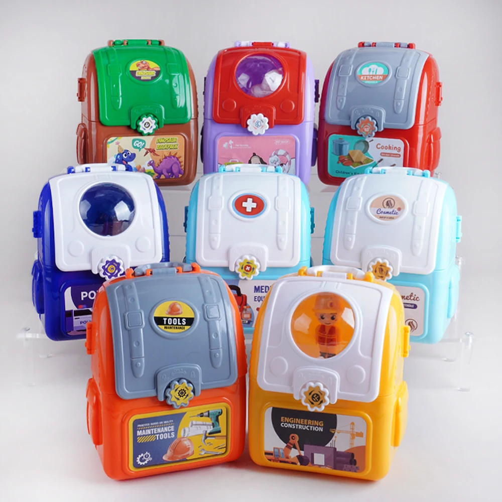 1Pc Mini Simulatie Dinosaurus Keuken Koken Servies Arts Tool Kit Kinderen Rollenspel Familie Rugzak Doos Speelgoed Cadeau