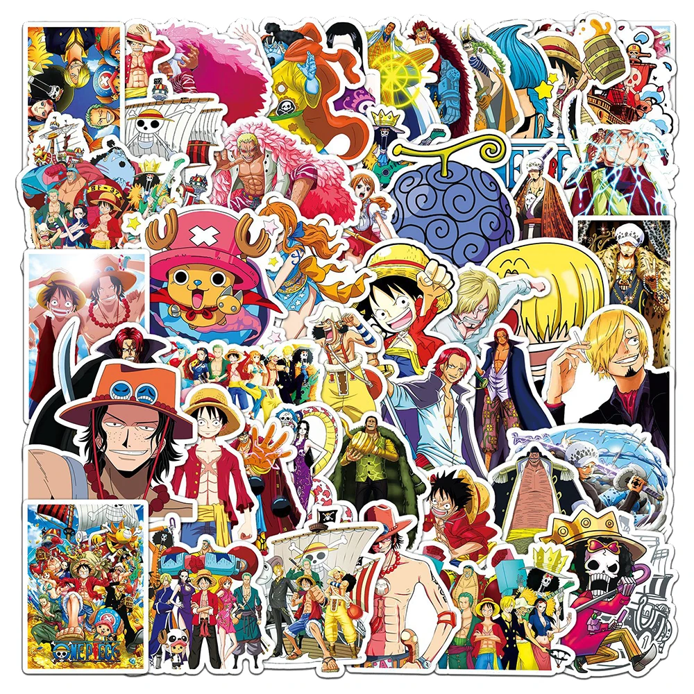 10/30/50pcs Anime One Piece Adesivi Fresco Cartoon Rufy FAI DA TE Skateboard Laptop Frigo Telefono Auto Decalcomanie Impermeabili Divertimento per il Giocattolo Del Capretto