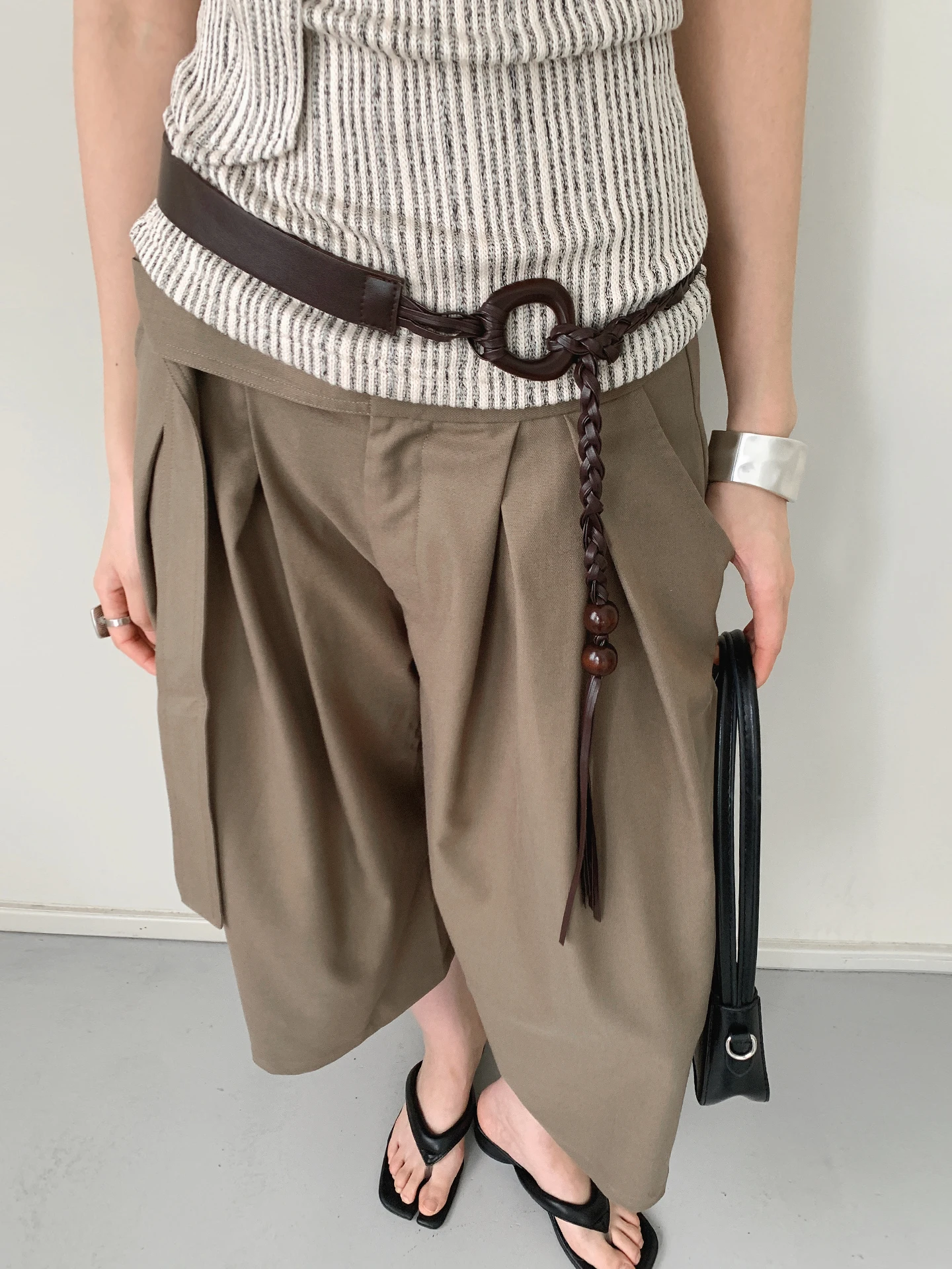 Vintage High-End Woven Belt For Women Matching Skirts And Jeans Waist Chain Niche Design Beaded Waist Rope