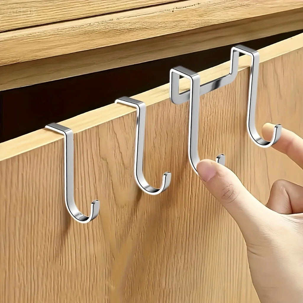 1/3/8 PCS Stainless Steel Seamless Door Rear Hook Dormitory Bedside Storage Rack S-Shaped Double Hook