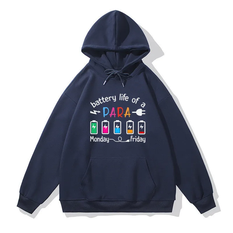 New Spring and Autumn Mens Women Casual Hoodies Fashion Battery Life of a Para printed Male Sweatshirts