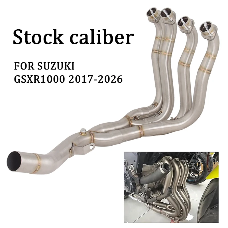 

FOR SUZUKI GSXR1000 2017-2026 Motorcycle Exhaust System Stainless Steel Front Link Pipe Original Caliber Muffler Tube GSX-R1000