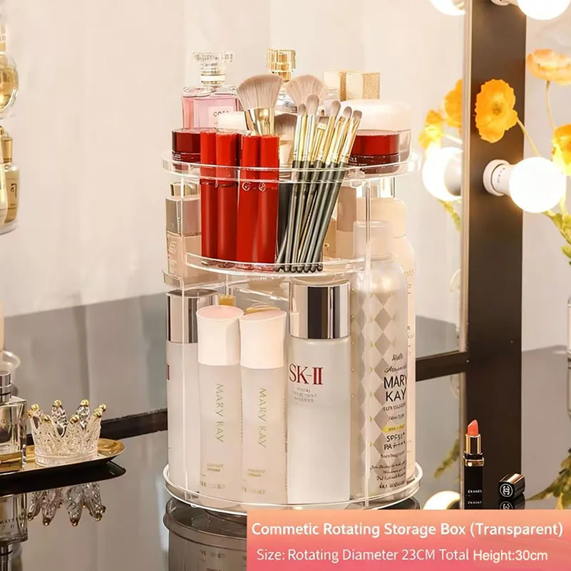 Clear Makeup Organizer 360 Rotating Spinning Bathroom Organizer Countertop Organizer for Cosmetics Holder Shelf