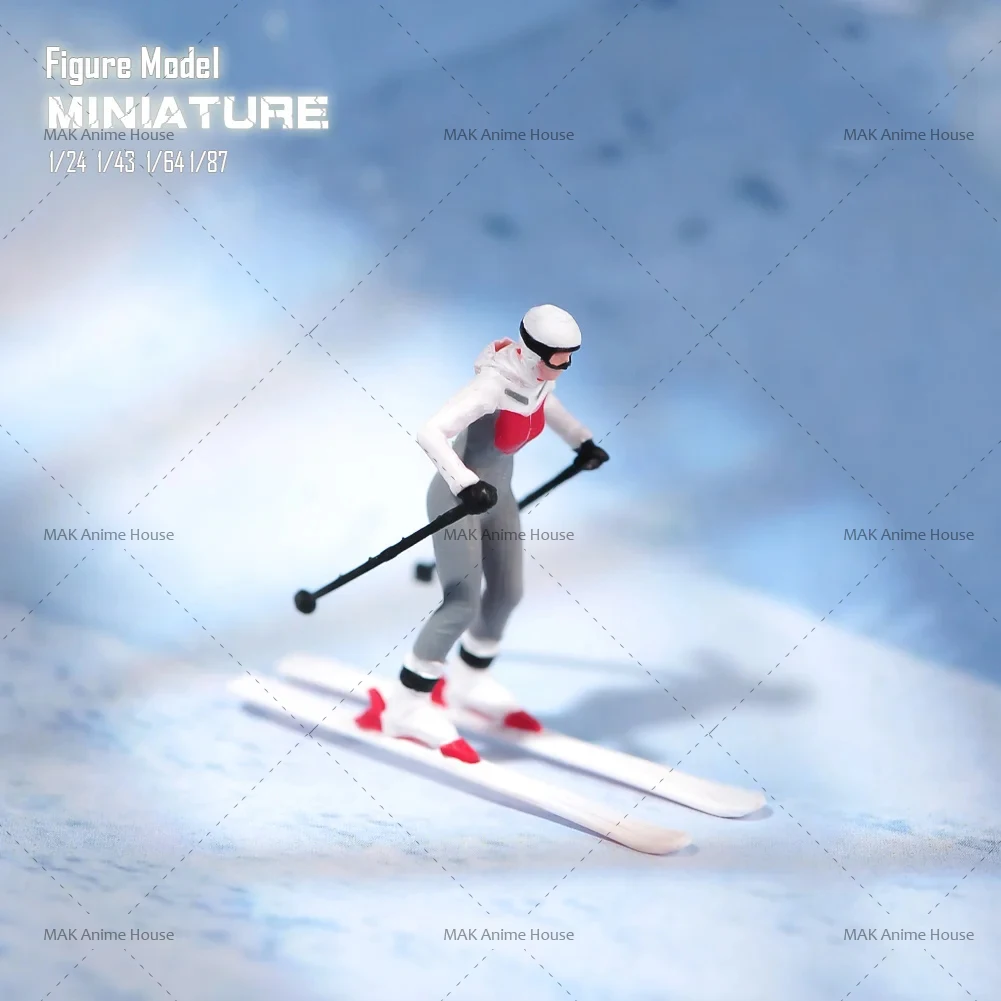 Printed Miniatures 1/24 1/64 1/43 1/87 Sports Men And Women Ski In Winter Scene Figure Doll Painted Model Scene Decoration Toys