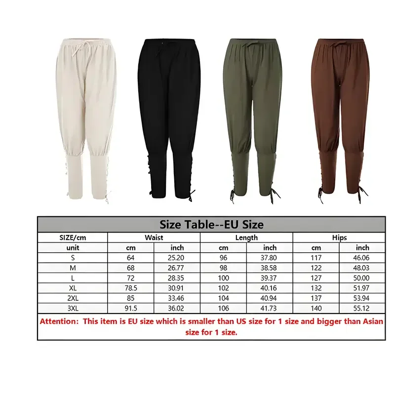 SN60 2 قطعة مجموعة أزياء فارس القرون الوسطى للرجال عصر النهضة تأثيري القراصنة قمصان الكاحل النطاقات السراويل لجميع القديسين القطن الكتان 5 & 8 $