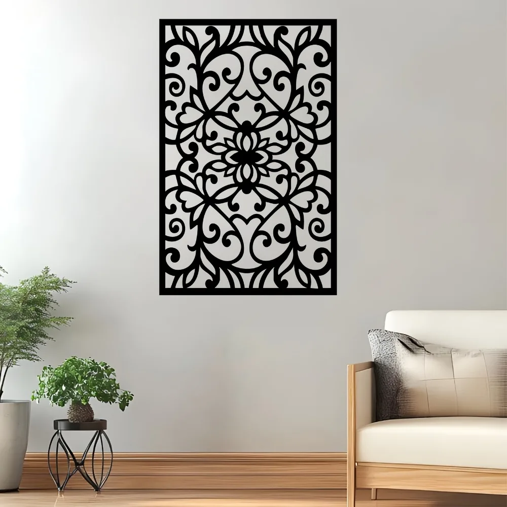 CIFBUY Iron Wall Art,2D Flat Laser Cut Vintage Scroll Metal Hanging Sculpture,Rustproof Powder‑Coated Wall Decor