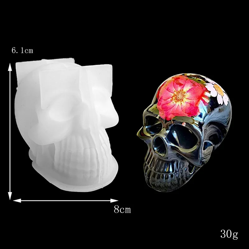 Reusable Silicone Skull Candle Resin Mold Easy Release Ice Cube Large 3D Mold for Halloween Party Candle Mousse Cake Baking, Cup