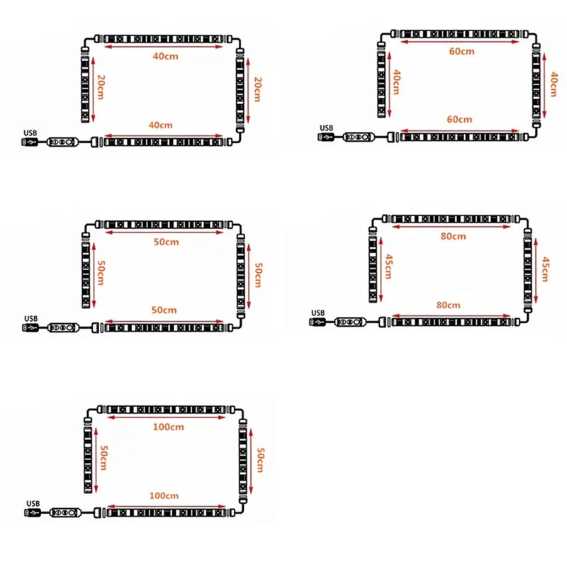 Tira de luces LED USB Flexible, iluminación de fondo de TV, 5050 RGB, DC5V, Color cambiable