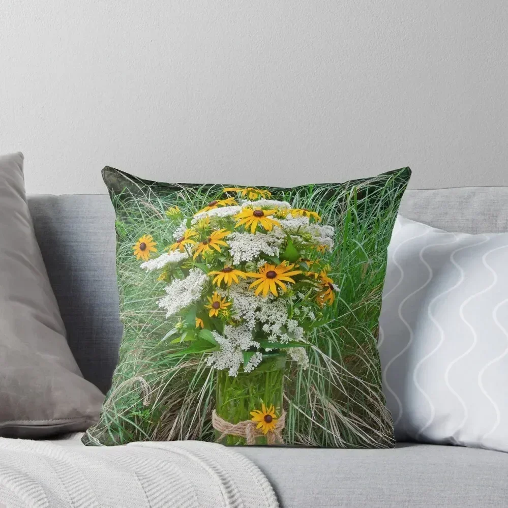 

Black Eyed Susans Queen Annes Lace Throw Pillow pillows decor home Bed pillowcases anime girl pillow