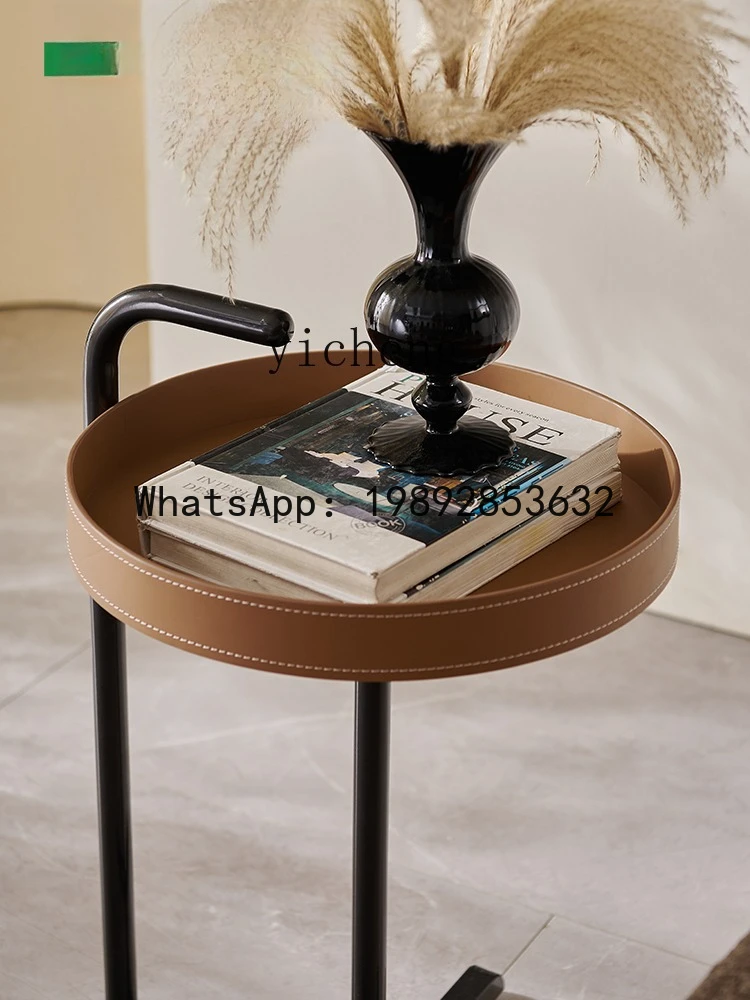 light luxury corner table small apartment saddle leather modern side table household small coffee table