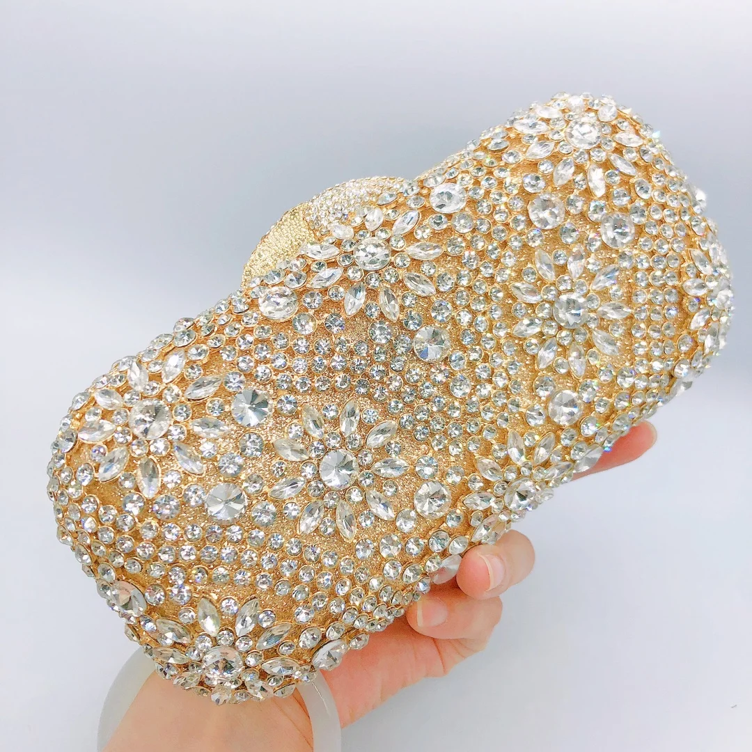 حقيبة عشاء مرصعة بالألماس مأدبة من حجر الراين فستان صغير صندوق صلب حقيبة نسائية #5