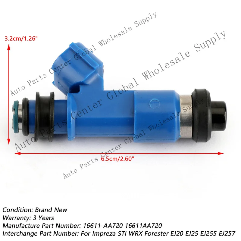 L+ 1* 750cc Fuel Injector For 06-21 Subaru Impreza Wrx Sti Forester 2.5l 16611AA720