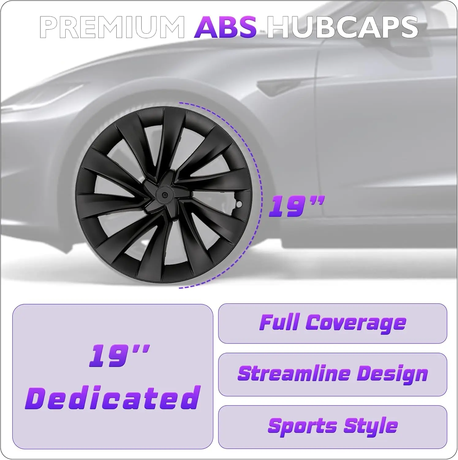 

19 Inches Wheel Covers for 2025 2026 Tesla Model Y, 4Pcs Replacement Rim Protector, ABS Hubcaps