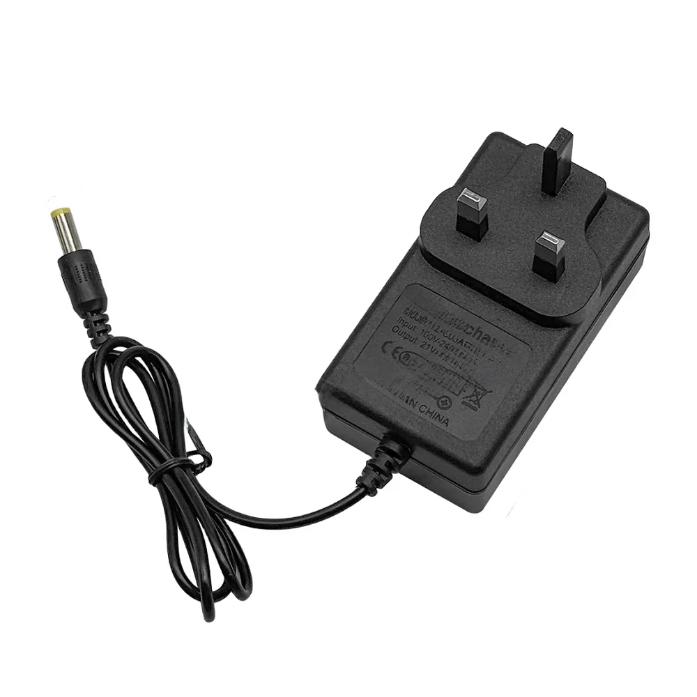 Drill Power Adapter 21V Battery Charger For Home DIY 21V Output 100-240V Input British Standard Connection Fits UK Sockets