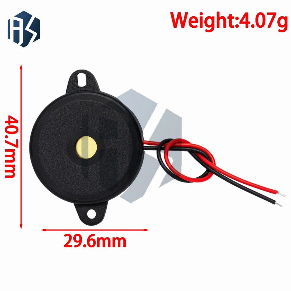 1PCS 30X5.5MM Enclosed Piezo Passive Buzzer Element W/Wires AT3040