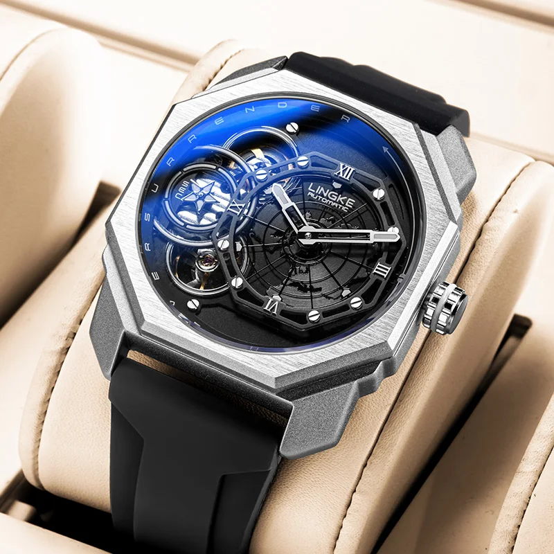 New Automatic Mechanical Watch Man European American Business Leisure Wristwatch Luxury Silver Luminous Waterproof Mens Watches