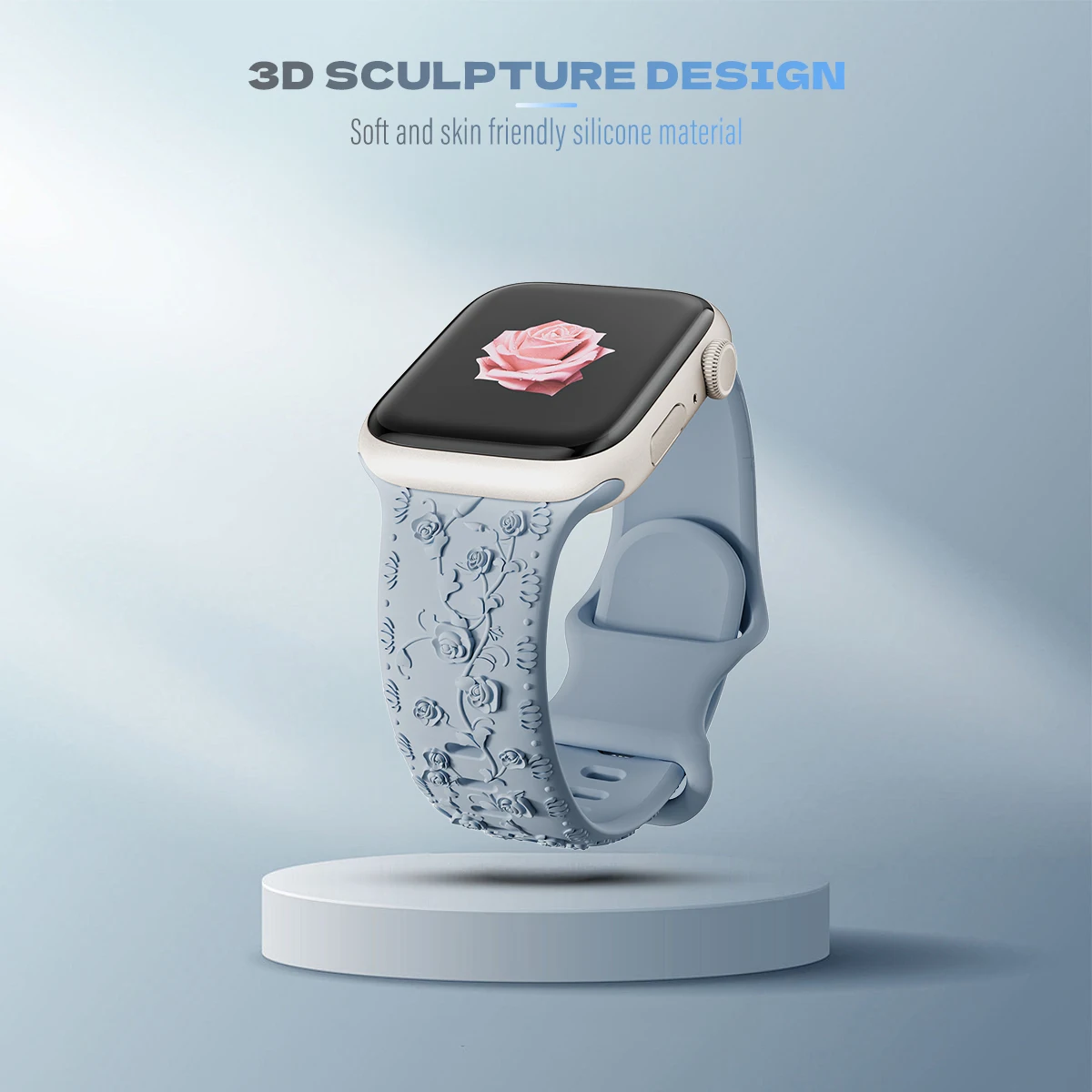 Für Apple Watch Armband 42mm 41 40 45mm 49mm 44mm Blumen-Gravur Armband Correa für iWatch Series 12 11 10 9 7 SE 6 8 Ultra4 – Detail 9