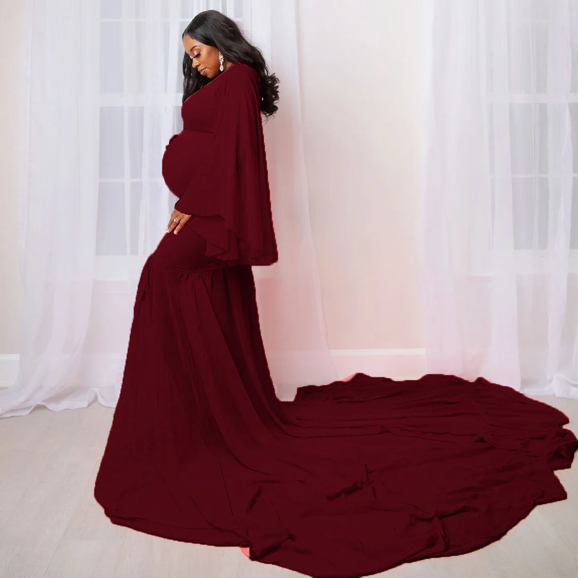 2024 Maternity Photo Shoot Long Dresses Baby Shower Dresses for Women Stretchy Pregnant Woman Photography Props Sexy Clothes