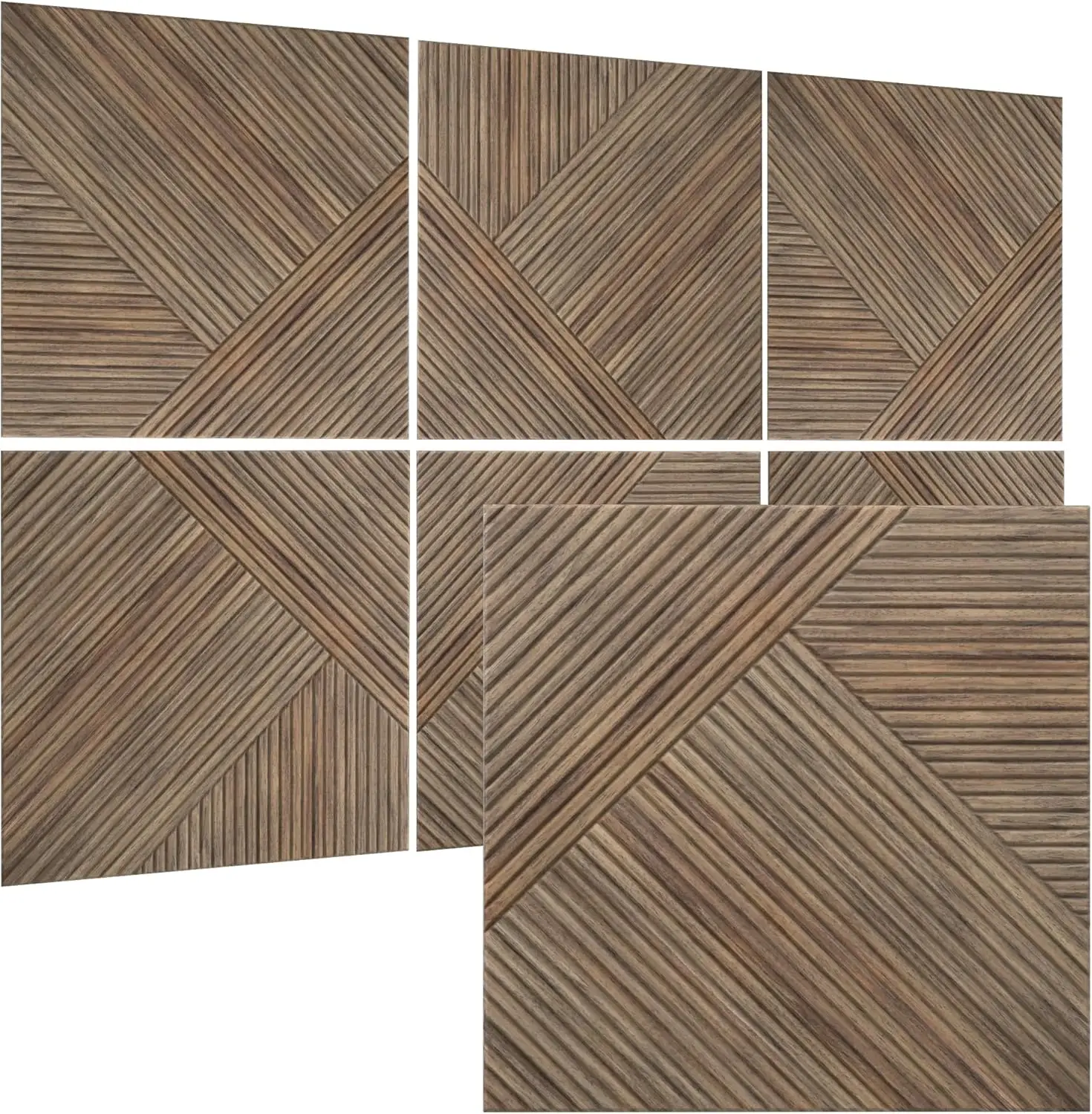 

Self-Adhesive Acoustic Panels for Wall and Ceiling, 6 Pack 24'x24' Wood Look in Natural Walnut