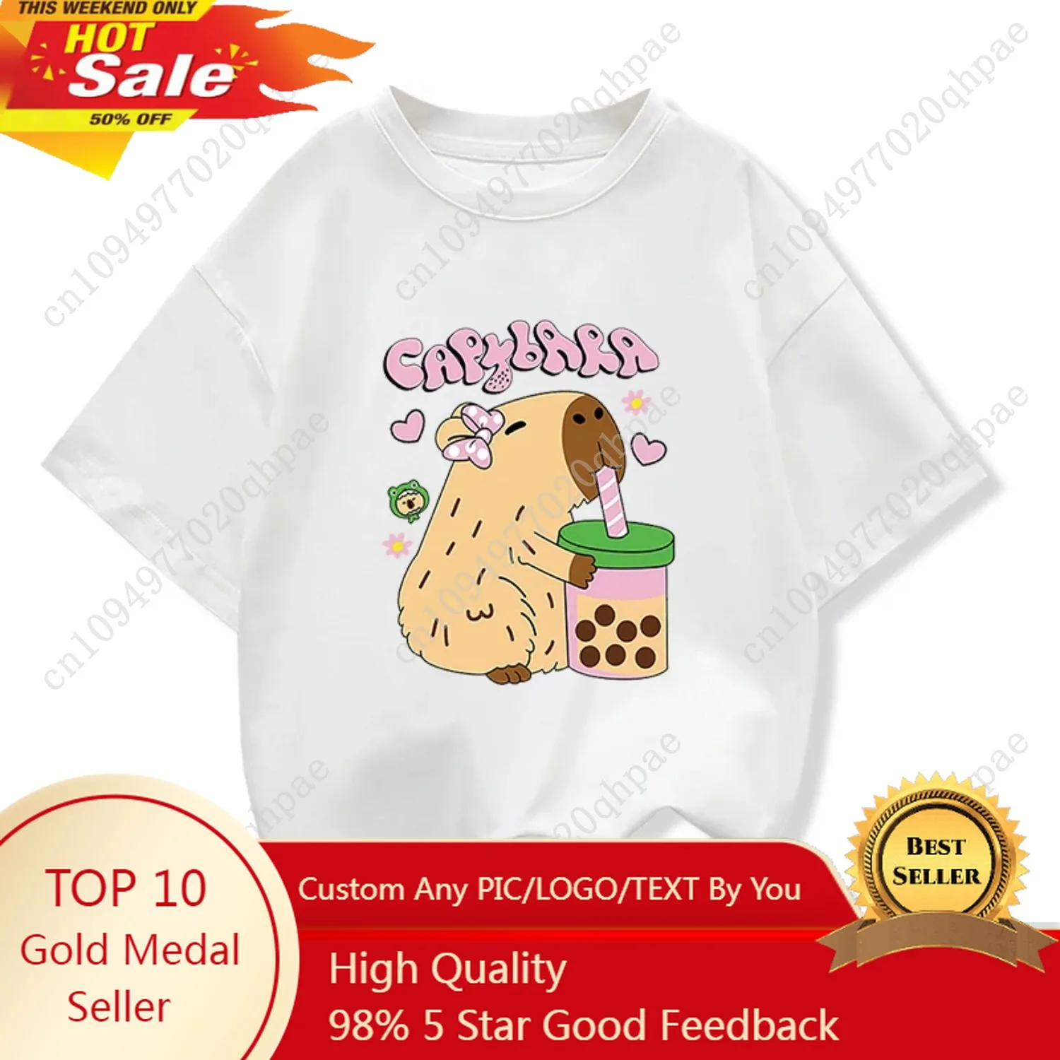 

Summer New Kids Tshirts Capybara Printed Cartoon T Shirt for Girls Animal Printing Boy T Shirt Tops Tees Children Clothes