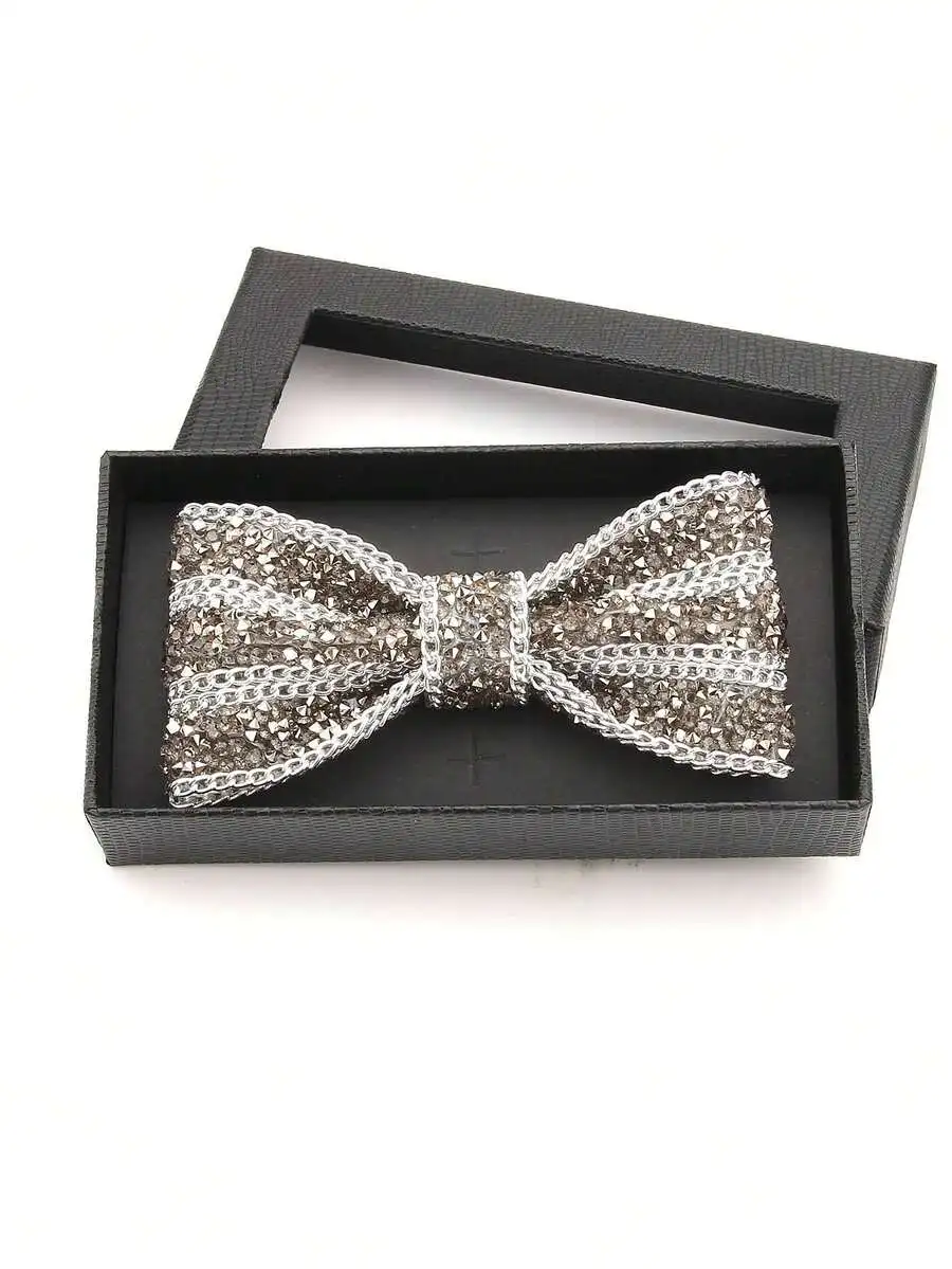 Shiny ABS Reptile Scale Faux Crystal Chain Bow Tie For Men Formal Party Wedding Accessory view 3