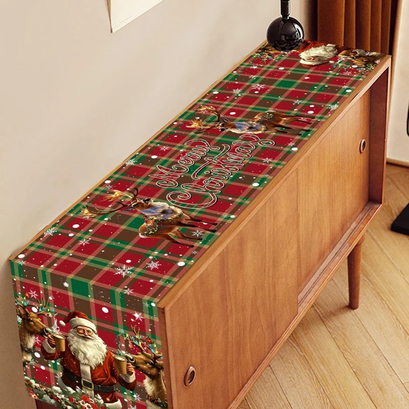 خمر عيد الميلاد الجدول عداء الرجعية سانتا كلوز غطاء الطاولة زينة عيد الميلاد للمنزل 2025 نافيداد نويل هدية السنة الجديدة 2026 #5