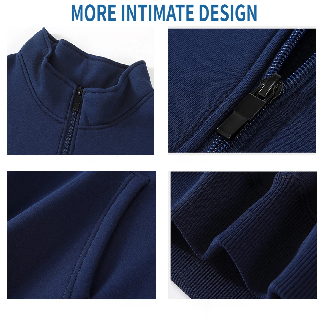 Felpe in peluche con mezza zip in cotone da uomo personalizzate Stampa il tuo design Logo Testo Pullover Sport Streetwear Felpe con cappuccio calde ispessite