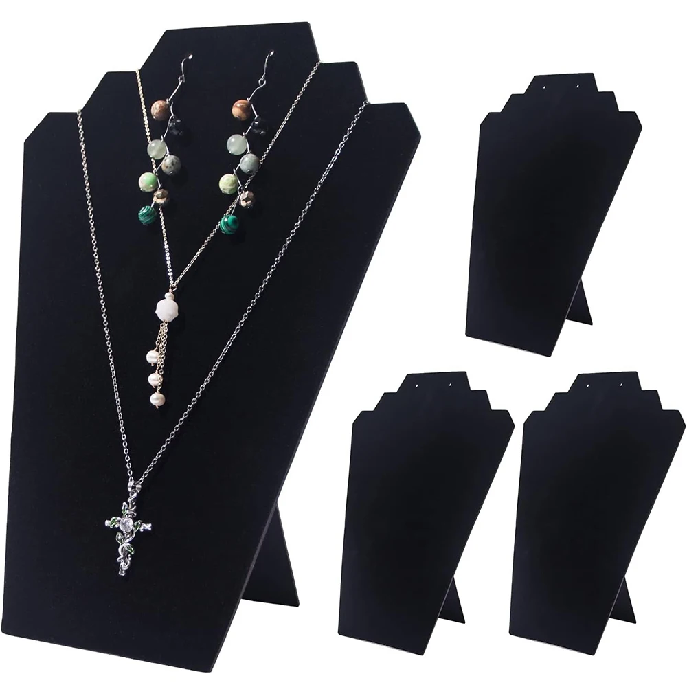 1PC Black Necklace Earring Jewelry Set Display Stand Foldable Black Bust Easel Chain Necklace Holder Organizer Rack for Store