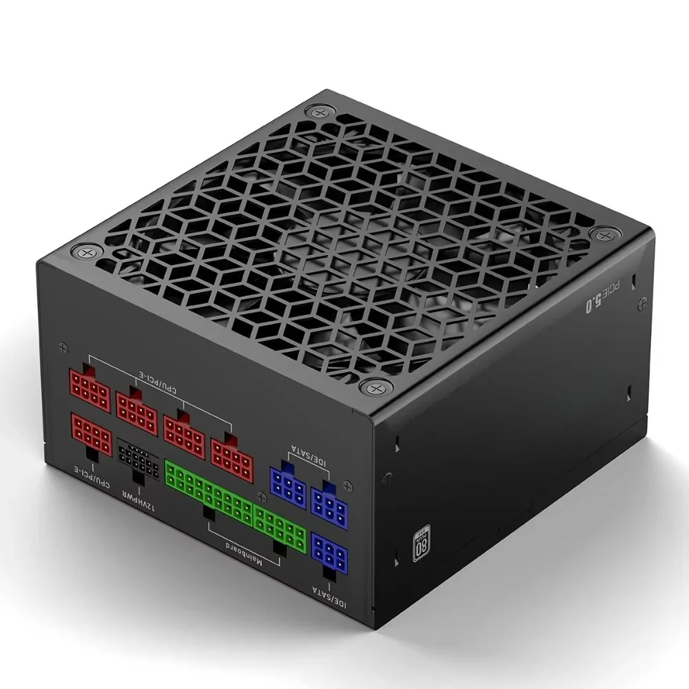 Unit Catu Daya Komputer PC Gaming PSU ATX 1200W 1000W 750W Hitam & Putih Modular Penuh