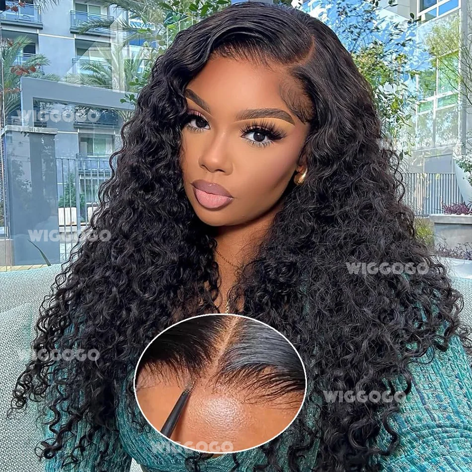 4X4 شعر مستعار مجعد جاهز لارتداء خصلات الشعر المستعار الإنسان شعر مستعار غلويليس 5X5 موجة عميقة قبل قطع شعر مستعار برازيلي 30 32 بوصة إغلاق شعر مستعار للنساء #1