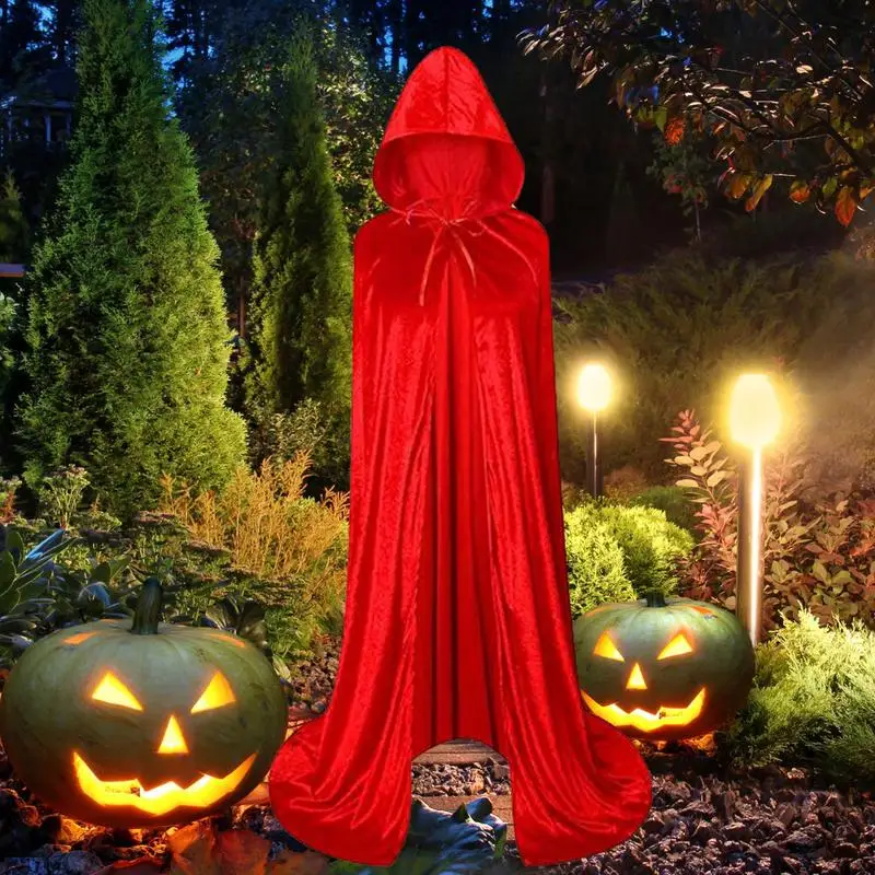 Halloween Cosplay Vampire Cloak Cape Red Black Double Side Wear Hooded Cloak Lightweight Full-Length Cosplay Cape Hooded Cloak