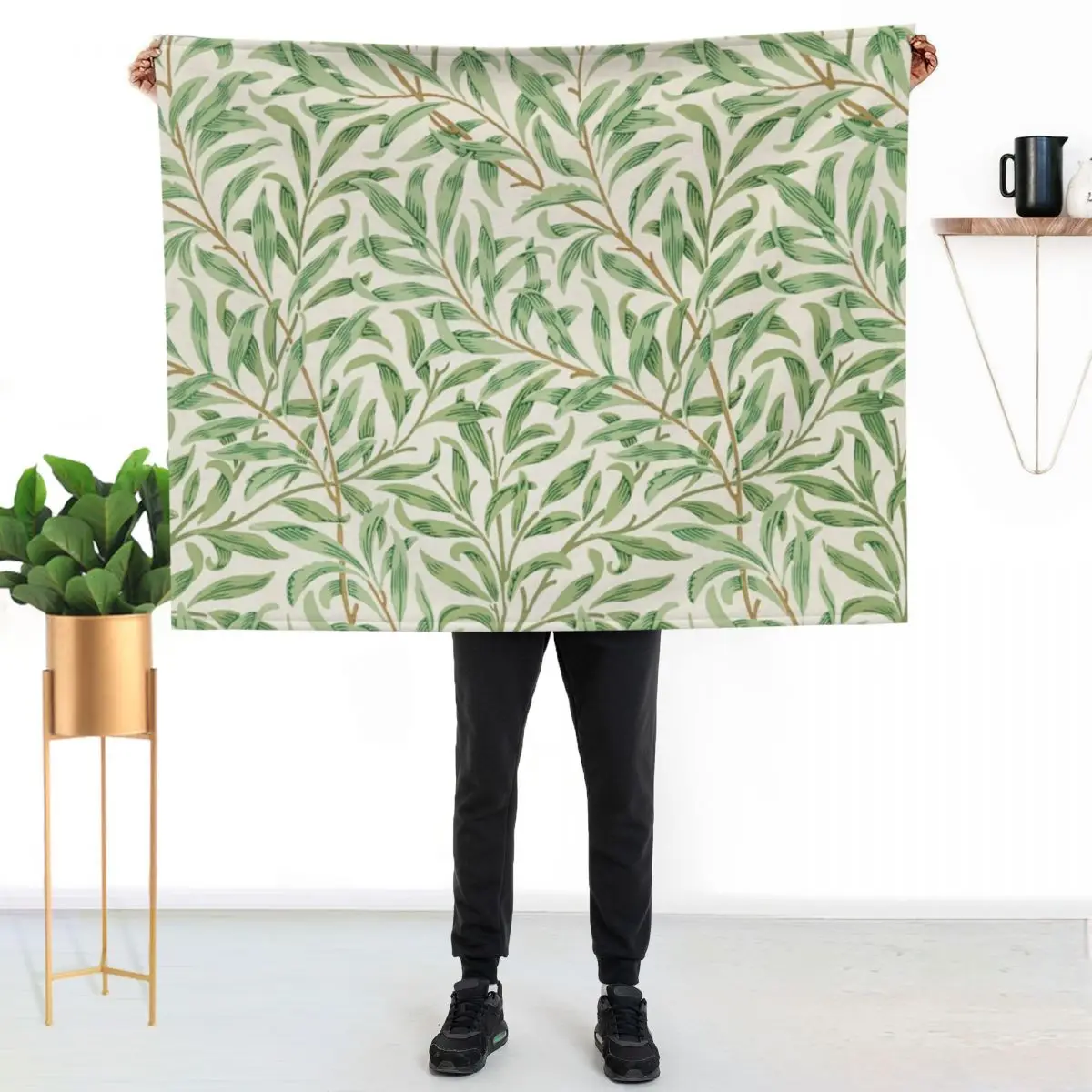 Cute Vintage Willow Bark Tree Leaves Pattern Throw Blanket Plaid Decorative Sofas Giant Sofa Designers Travel Blankets