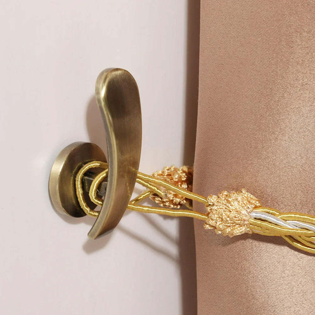 

2Pcs Curtain Holdback Zinc Alloy Wall Hook Strong Drapery Tiebacks Window Curtain Hanger for Home Drapery Hook