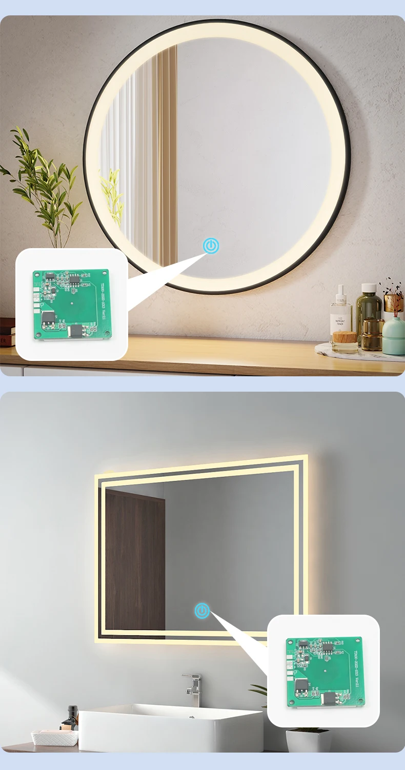 Spiegelleuchten-Schalter-Controller 12V/24V/5A geeignet für Badezimmer-Smart-Makeup-Spiegel LED-Dimm-Touch-Schalter – Detail 3