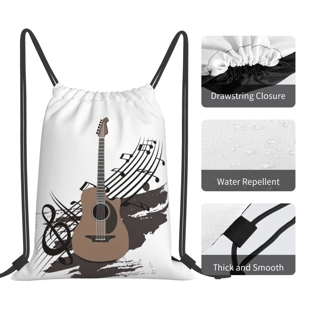 Acoustic Guitar Lovers Backpacks Multi-function Portable Drawstring Bags Sports Bag Book Bags For Travel School