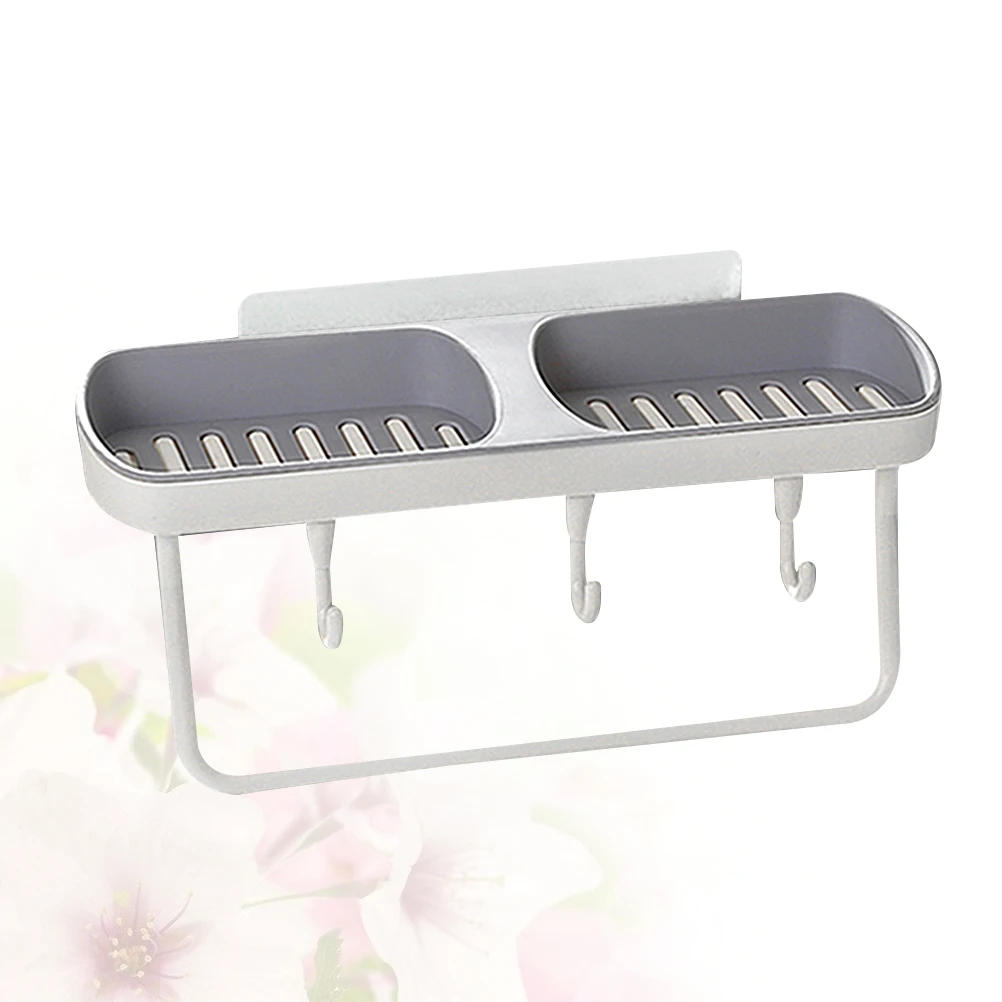 

Double Grid Soap Box Dish Hook Bath Tub Punch Free Rack Holder Bathroom Drain Non Rust Portable Soap Tray Storage