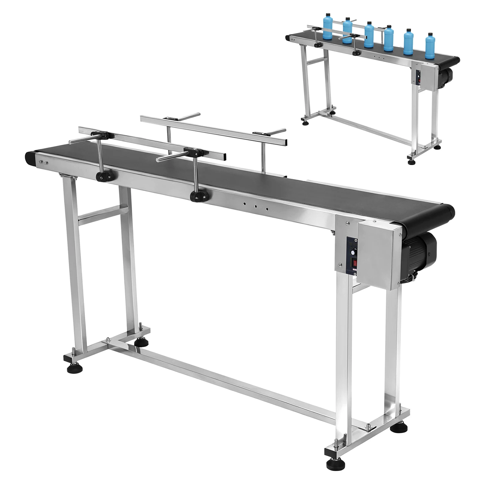 

Electric PVC Conveyor 59x7.8in Electric Conveyor Belt System with Double Guardrails Adjustable Speed for Industrial Transport