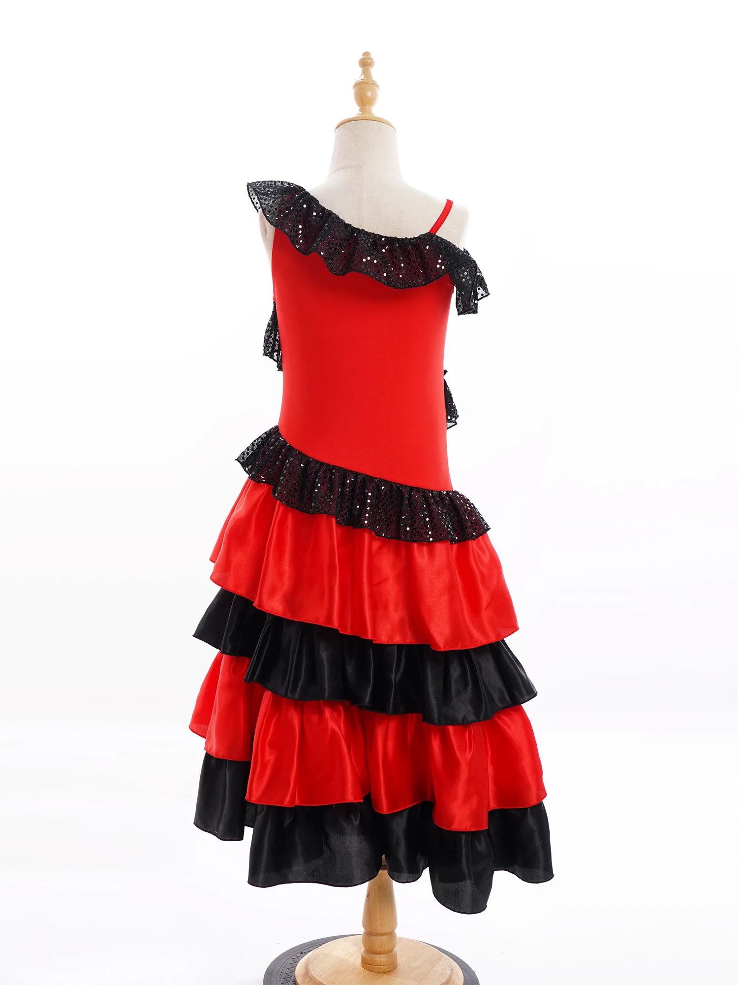 女の子のためのスペインのダンスドレス,フェスティバルパーティー,裸の肩,レベルのフリル,クラシックなフラメンコ,ジプシースタイルの衣装