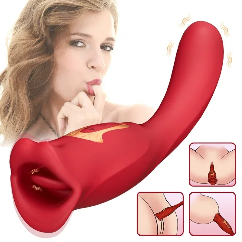 اللسان لعق العض هزاز للنساء الفم البظر الحلمة AnalStimulator المهبل الهزاز الإناث الاستمناء لعبة الجنس الكبار