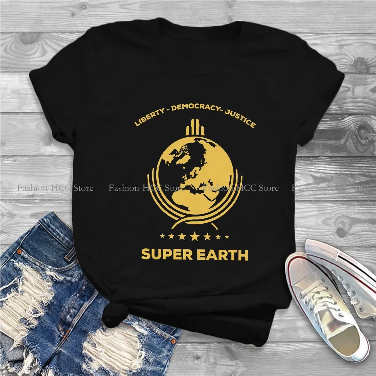 HELLDIVERS Polyester TShirt for Women Super Earth Diving Into Hell Soft Leisure Sweatshirts T Shirt