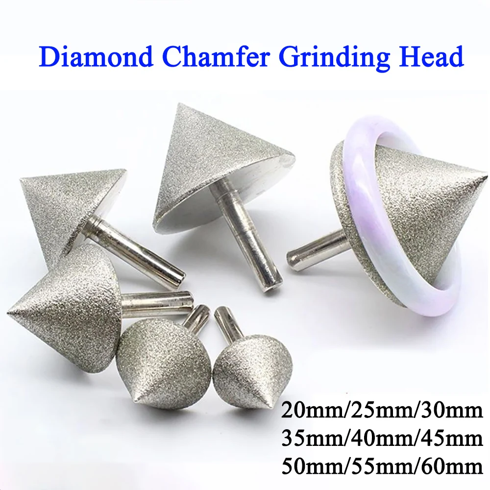 

Diamond Chamfer Grinding Head Abrasive Wheel 20-60mm Jade Jewelry Bracelet Glass Stone Carving Tool Electric Hand Drill Bit 1pc