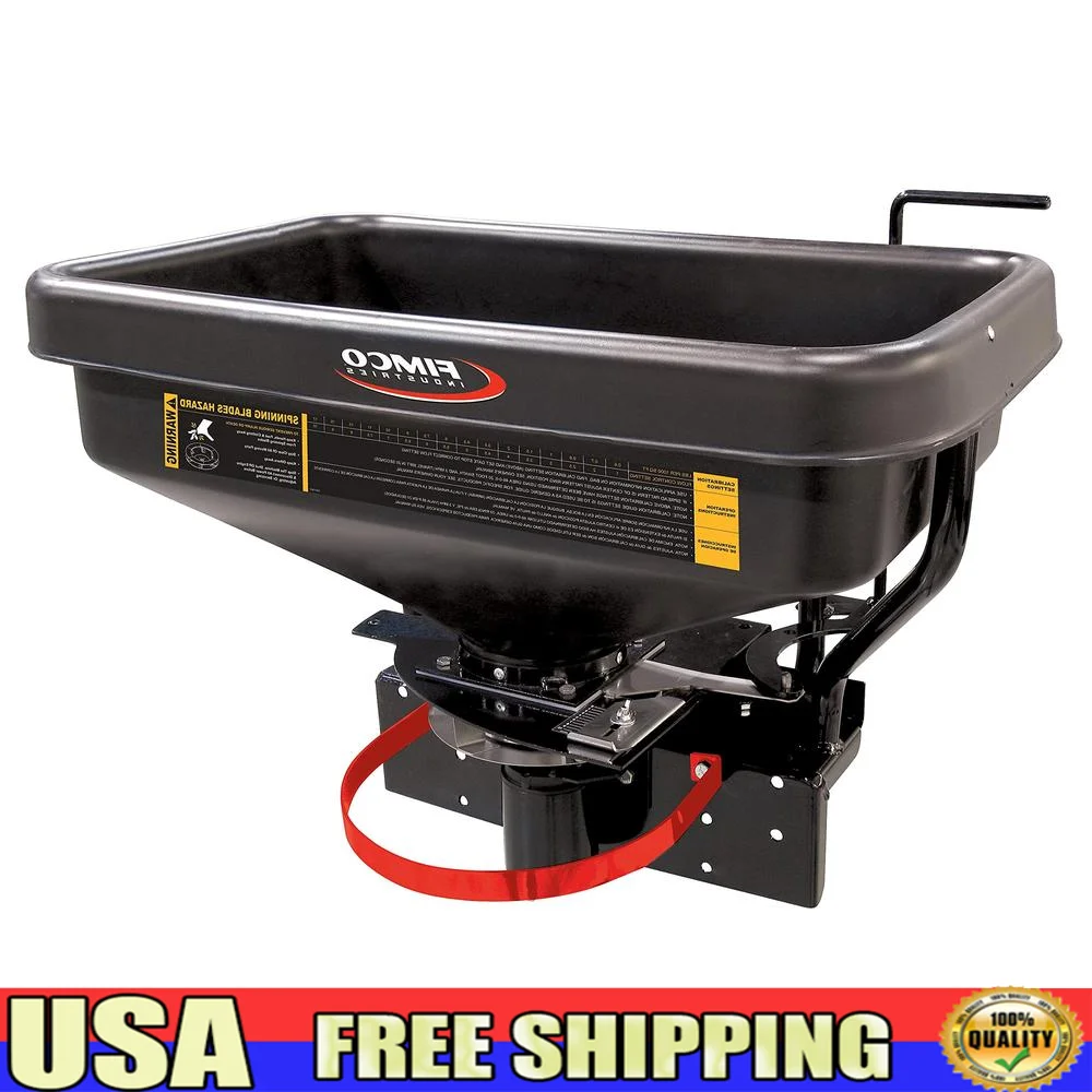 ATV Dry Material Spreader 145 lbs Capacity Polymer Hopper Adjustable Slide Gate Stainless Steel Radial Fan Variable Speed